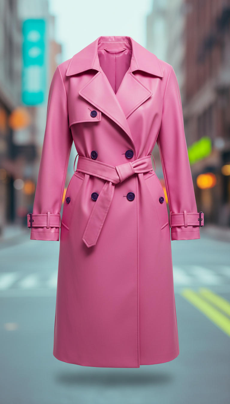 Pop Pink Technical Trench Coat