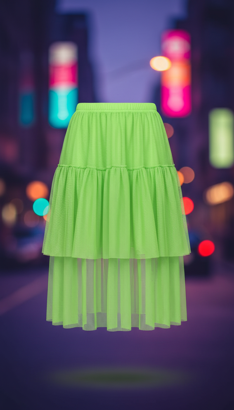 Acid Lime Layered Mesh Skirt